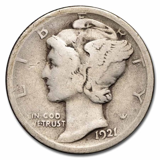 1921-D Mercury Dime VG (Details) 1921-D Mercury Dime VG (Details)