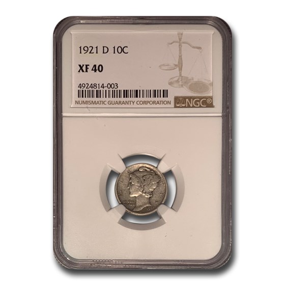 1921-D Mercury Dime XF-40 NGC 1921-D Mercury Dime XF-40 NGC