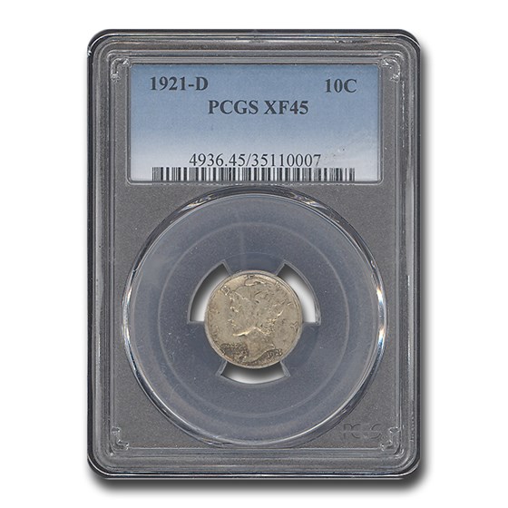 1921-D Mercury Dime XF-45 PCGS 1921-D Mercury Dime XF-45 PCGS