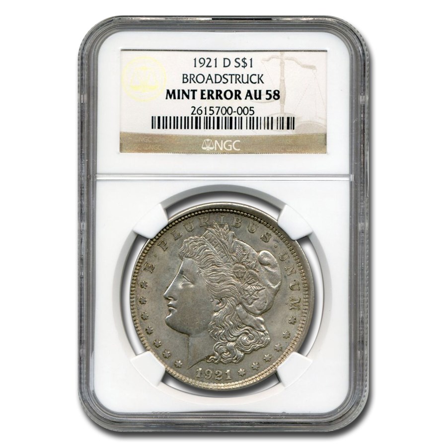 1921-D Morgan Dollar AU-58 NGC (Broadstruck)