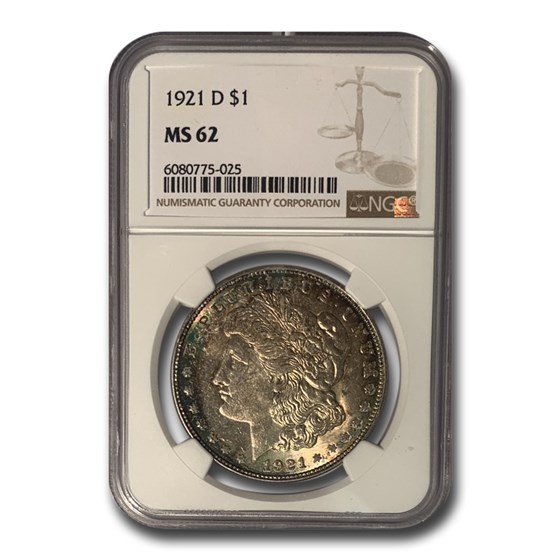 1921-D Morgan Dollar MS-62 NGC (Beautiful Toning) 1921-D Morgan Dollar MS-62 NGC (Beautiful Toning)