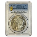 1921-D Morgan Dollar MS-62 PCGS (Struck Through Obverse)