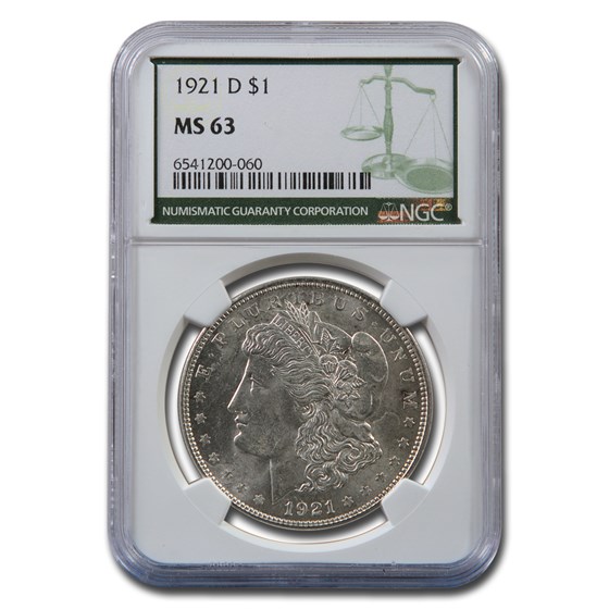1921-D Morgan Dollar MS-63 NGC (Green Label) 1921-D Morgan Dollar MS-63 NGC (Green Label)