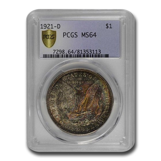 1921-D Morgan Dollar MS-64 PCGS (Beautiful Toning) 1921-D Morgan Dollar MS-64 PCGS (Beautiful Toning)