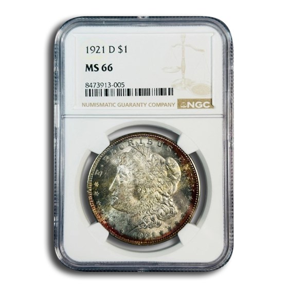 1921-D Morgan Dollar MS-66 NGC (Toned)