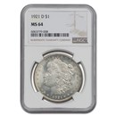 1921-D Morgan Silver Dollar MS-64 NGC