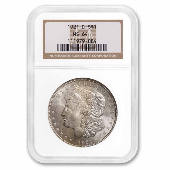 1921-D Morgan Silver Dollar MS-64 NGC 1921-D Morgan Silver Dollar MS-64 NGC