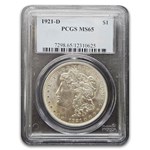 1921-D Morgan Silver Dollar MS-65 PCGS