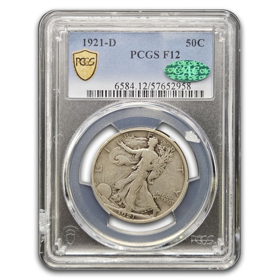 1921-D Walking Liberty Half Dollar Fine-12 PCGS CAC