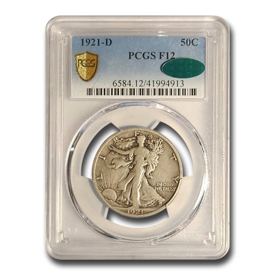 1921-D Walking Liberty Half Dollar Fine-12 PCGS CAC 1921-D Walking Liberty Half Dollar Fine-12 PCGS CAC