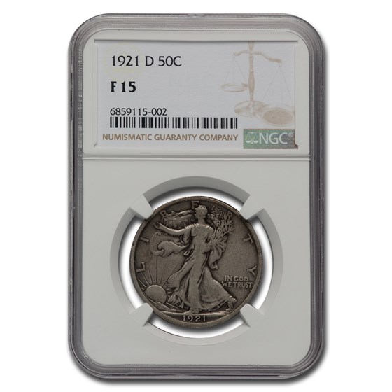 1921-D Walking Liberty Half Dollar Fine-15 NGC 1921-D Walking Liberty Half Dollar Fine-15 NGC