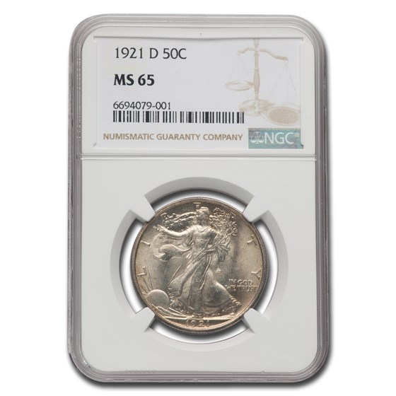 1921-D Walking Liberty Half Dollar MS-65 NGC 1921-D Walking Liberty Half Dollar MS-65 NGC