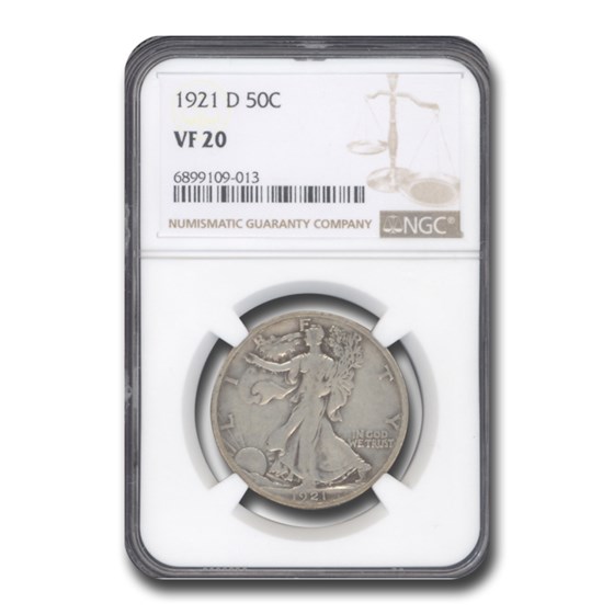 1921-D Walking Liberty Half Dollar VF-20 NGC 1921-D Walking Liberty Half Dollar VF-20 NGC