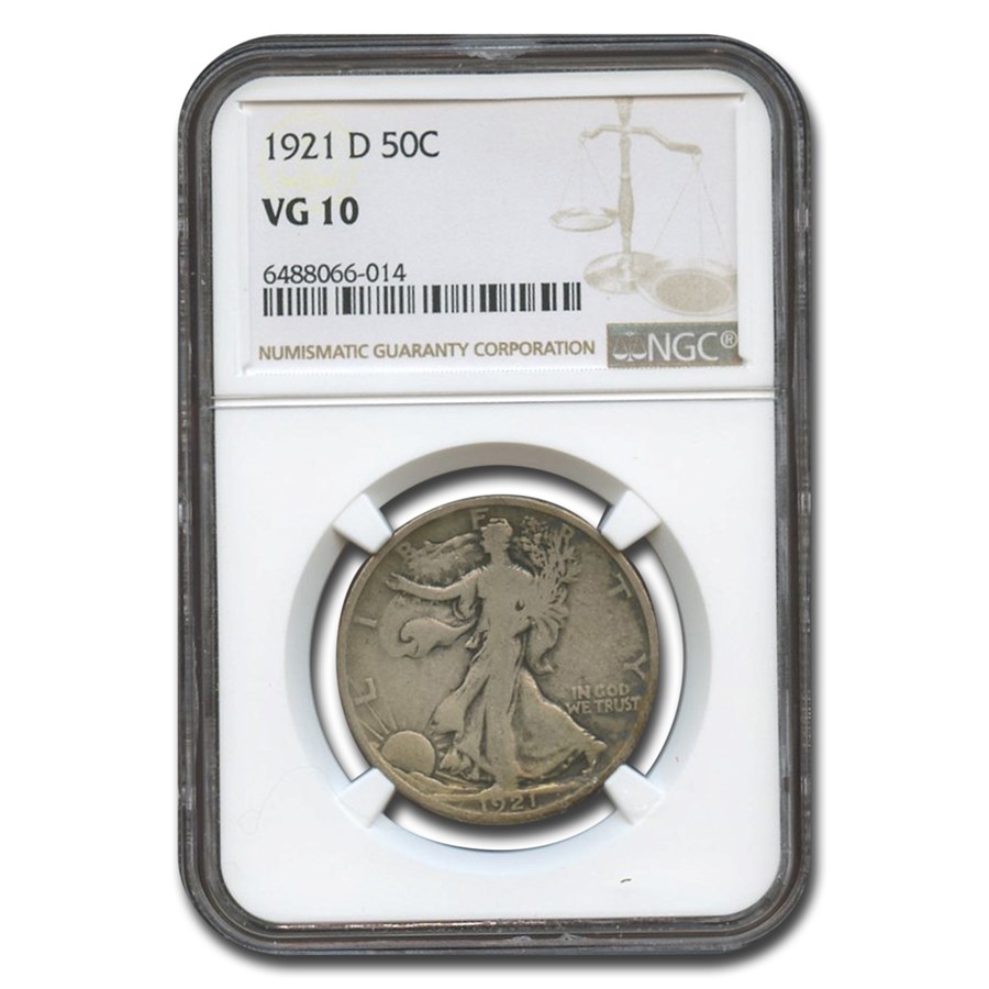 1921-D Walking Liberty Half Dollar VG-10 NGC