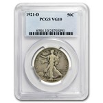 1921-D Walking Liberty Half Dollar VG-10 PCGS