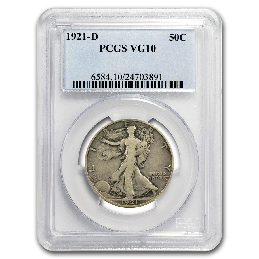 1921-D Walking Liberty Half Dollar VG-10 PCGS
