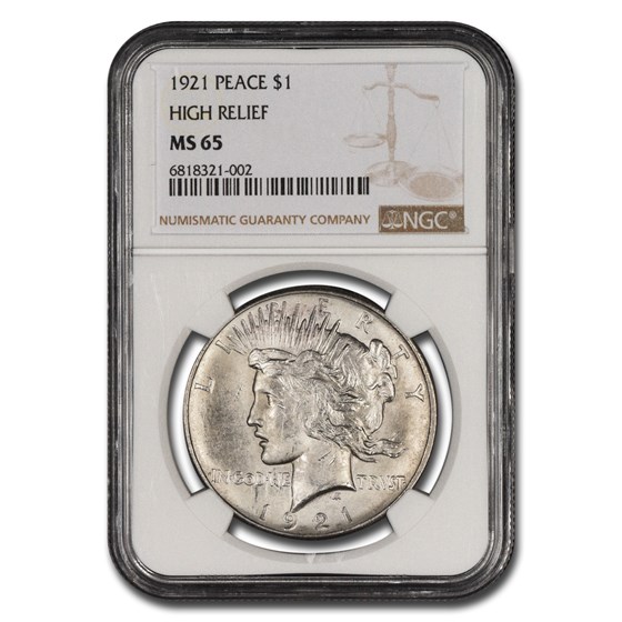 1921 High-Relief Peace Dollar MS-65 NGC