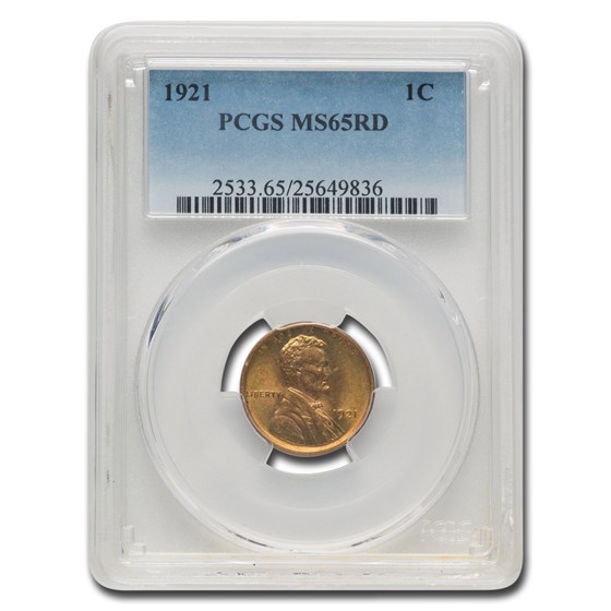 1921 Lincoln Cent MS-65 PCGS (Red) 1921 Lincoln Cent MS-65 PCGS (Red)