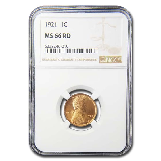 1921 Lincoln Cent MS-66 NGC (Red)