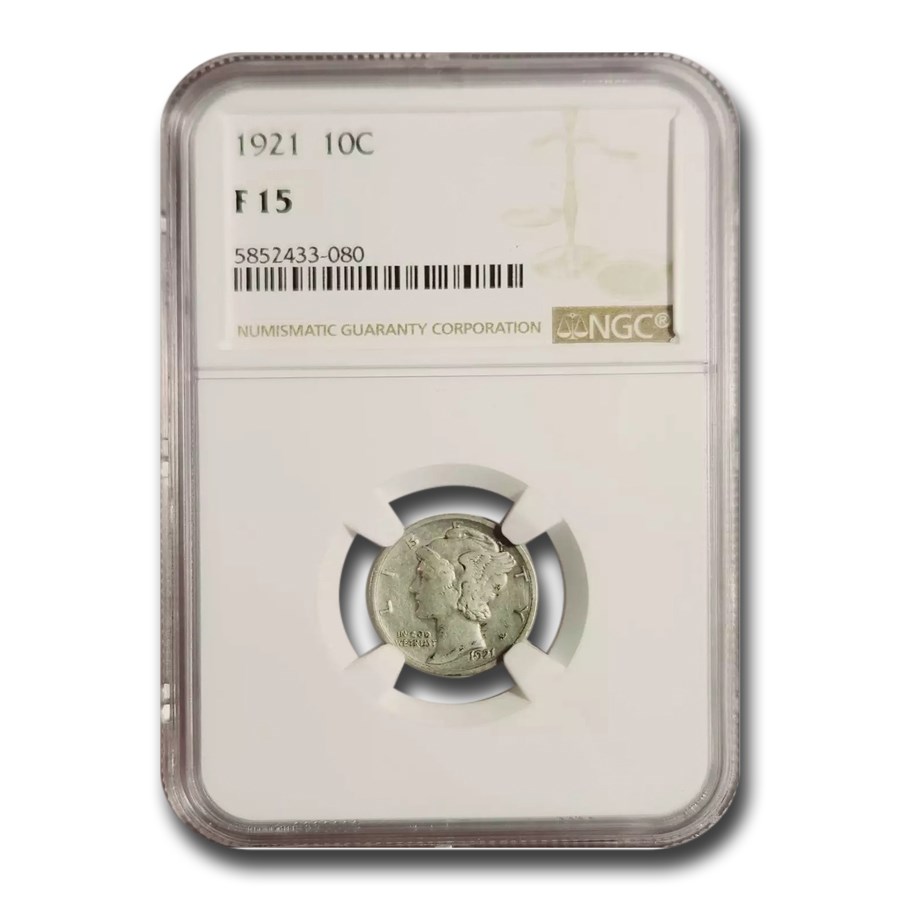 1921 Mercury Dime Fine-15 NGC