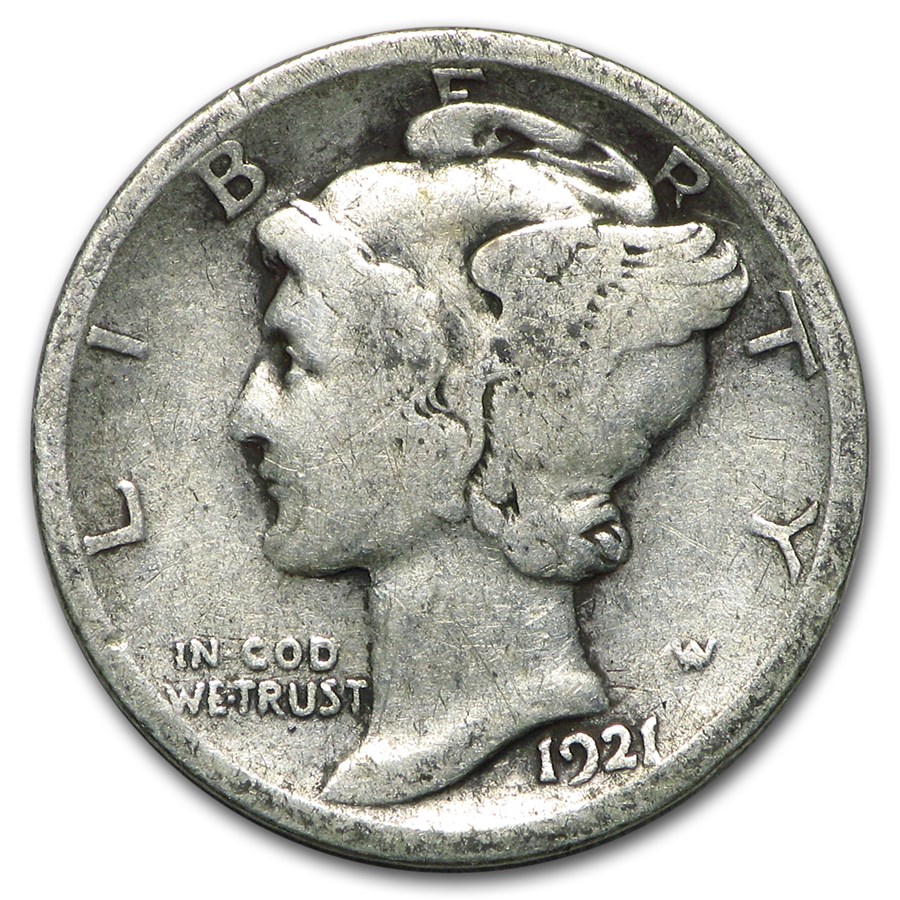 1921 Mercury Dime Good Details