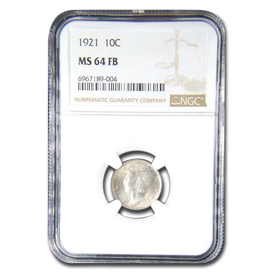 1921 Mercury Dime MS-64 NGC (FB) 1921 Mercury Dime MS-64 NGC (FB)