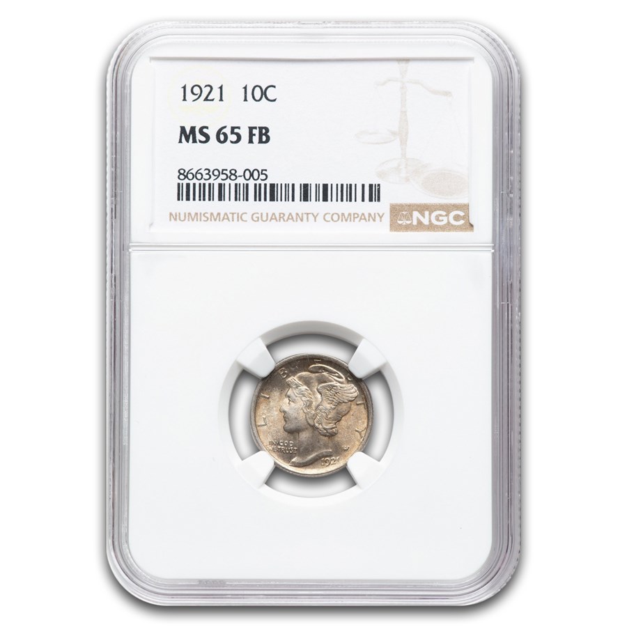 1921 Mercury Dime MS-65 NGC (FB)