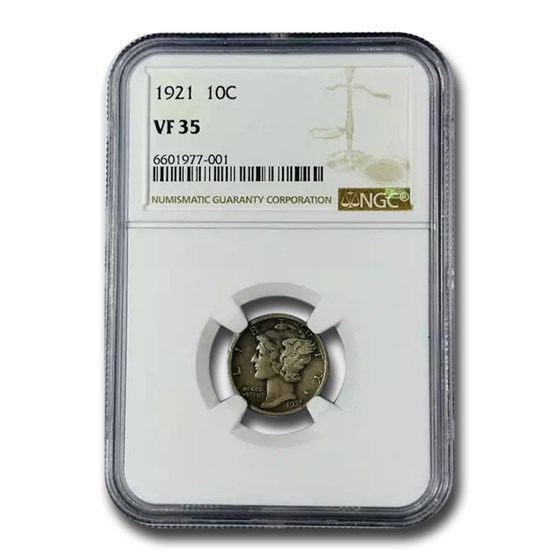 1921 Mercury Dime VF-35 NGC 1921 Mercury Dime VF-35 NGC