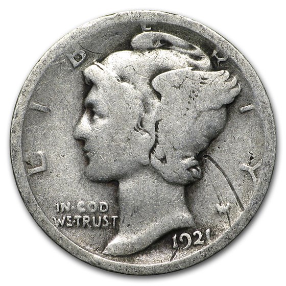 1921 Mercury Dime VG Details 1921 Mercury Dime VG Details