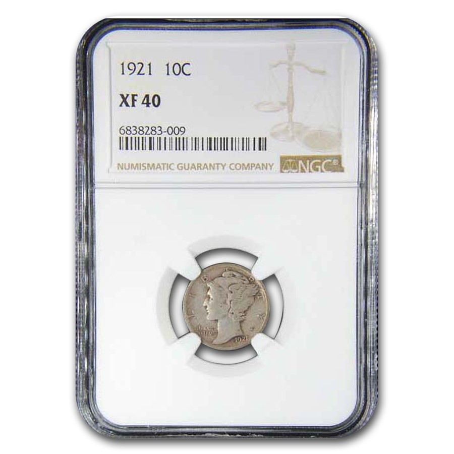 1921 Mercury Dime XF-40 NGC