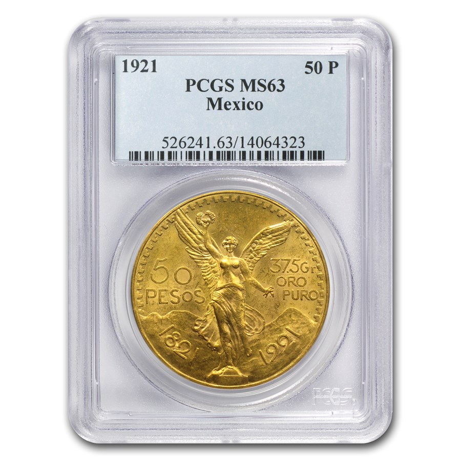 1921 Mexico Gold 50 Pesos MS-63 PCGS