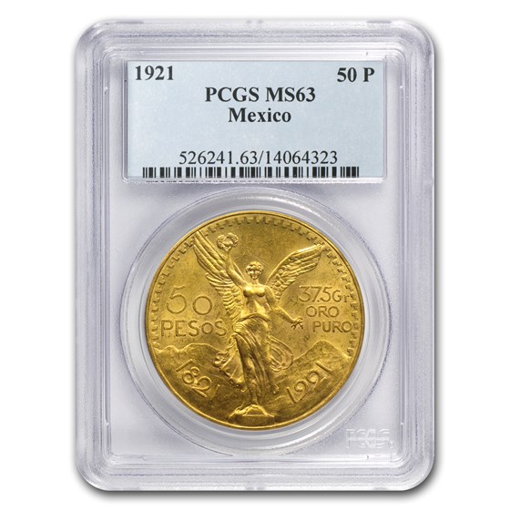 1921 Mexico Gold 50 Pesos MS-63 PCGS 1921 Mexico Gold 50 Pesos MS-63 PCGS