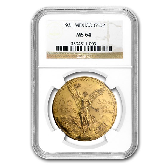 1921 Mexico Gold 50 Pesos MS-64 NGC 1921 Mexico Gold 50 Pesos MS-64 NGC