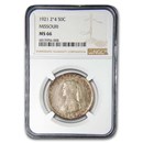 1921 Missouri Centennial Commemorative Half Dollar MS-66 NGC(2*4) 1921 Missouri Centennial Commemorative Half Dollar MS-66 NGC(2*4)