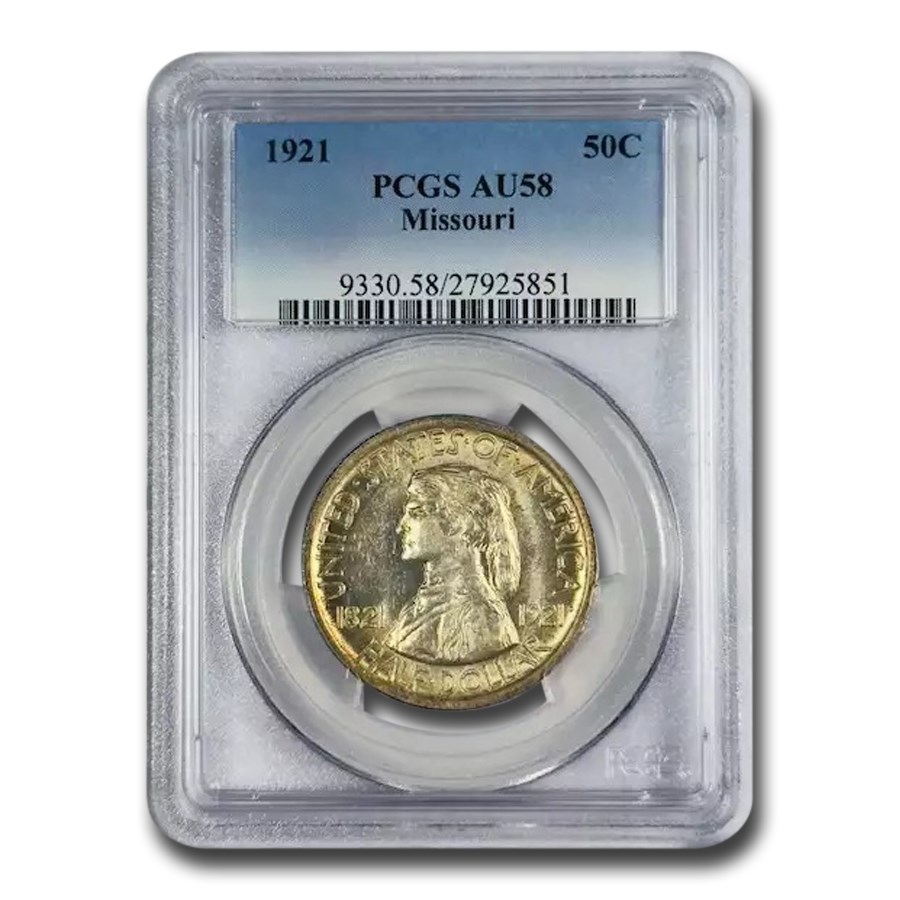 1921 Missouri Centennial Half Dollar AU-58 PCGS