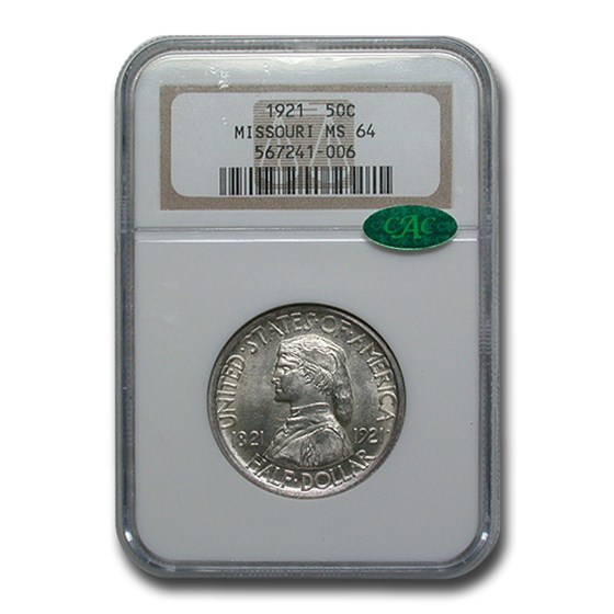 1921 Missouri Centennial Half Dollar MS-64 NGC CAC 1921 Missouri Centennial Half Dollar MS-64 NGC CAC