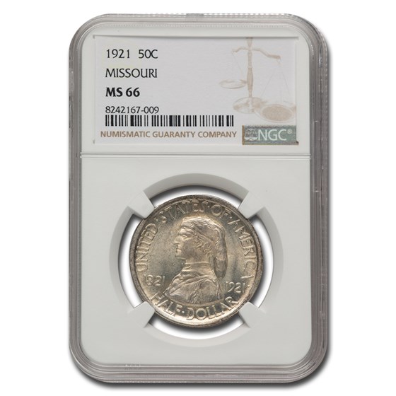 1921 Missouri Commemorative Half Dollar MS-66 NGC 1921 Missouri Commemorative Half Dollar MS-66 NGC