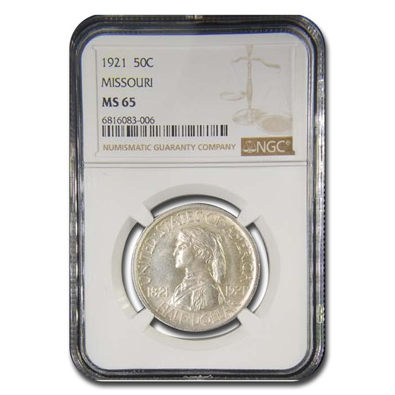 1921 Missouri Half Dollar Commem MS-65 NGC 1921 Missouri Half Dollar Commem MS-65 NGC