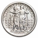1921 Missouri Tercentenary Half Dollar 2*4 BU (Cleaned)
