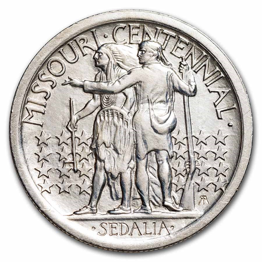 1921 Missouri Tercentenary Half Dollar 2*4 BU (Cleaned)