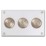1921 Morgan Dollar 3-Coins P-D-S Mint's Set BU (Capital Plastic)