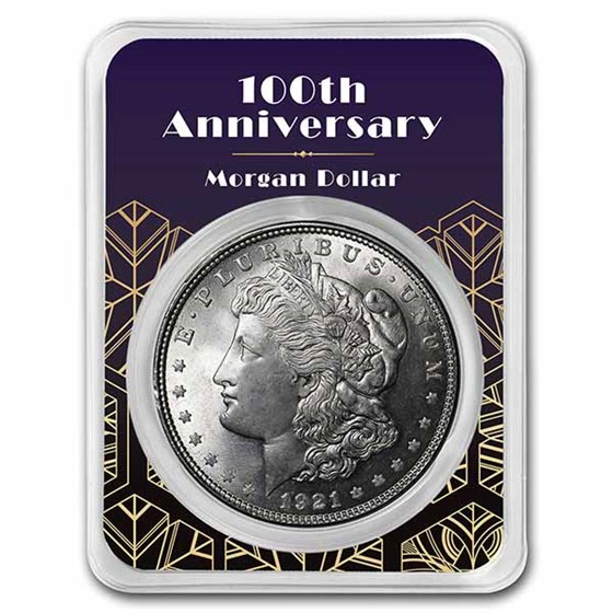 1921 Morgan Dollar BU - w/100th Anniv Art Deco Snowflake Card 1921 Morgan Dollar BU - w/100th Anniv Art Deco Snowflake Card