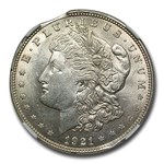 1921 Morgan Dollar MS-61 NGC (Curved Clip @ 11:00 Partial Collar)