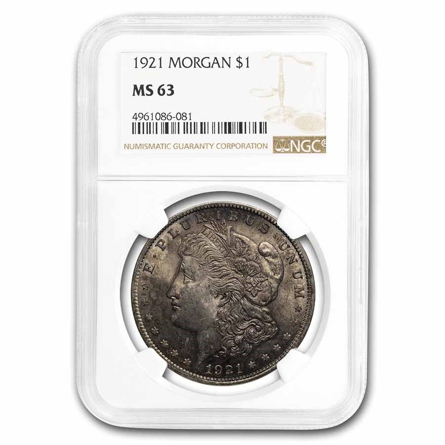 1921 Morgan Dollar MS-63 NGC (Toned)