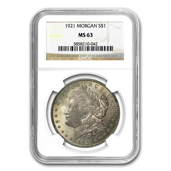 1921 Morgan Dollar MS-63 NGC (Toned)