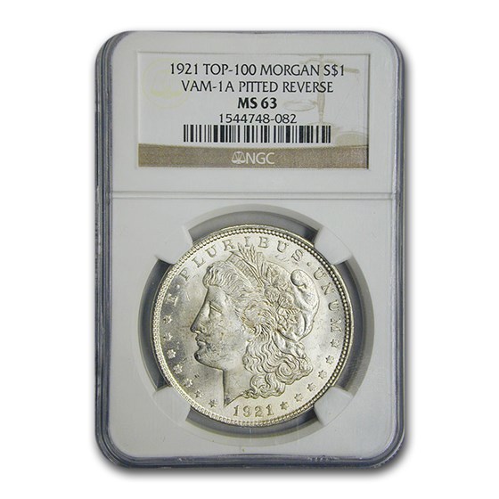 1921 Morgan Dollar MS-63 NGC (VAM-1 A Pitted Reverse, Top-100) 1921 Morgan Dollar MS-63 NGC (VAM-1 A Pitted Reverse, Top-100)