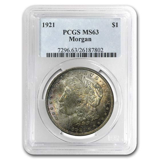 1921 Morgan Dollar MS-63 PCGS (Toned, Obv &/or Rev) 1921 Morgan Dollar MS-63 PCGS (Toned, Obv &/or Rev)