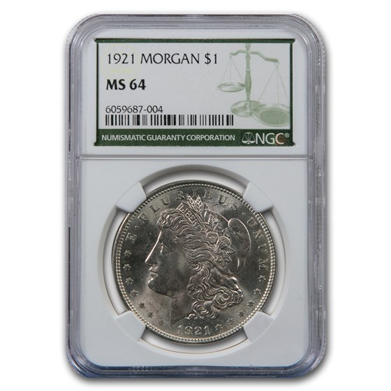 1921 Morgan Dollar MS-64 NGC (Green Label) 1921 Morgan Dollar MS-64 NGC (Green Label)