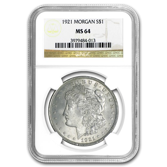 1921 Morgan Dollar MS-64 NGC (Toned, Obv &/or Rev) 1921 Morgan Dollar MS-64 NGC (Toned, Obv &/or Rev)
