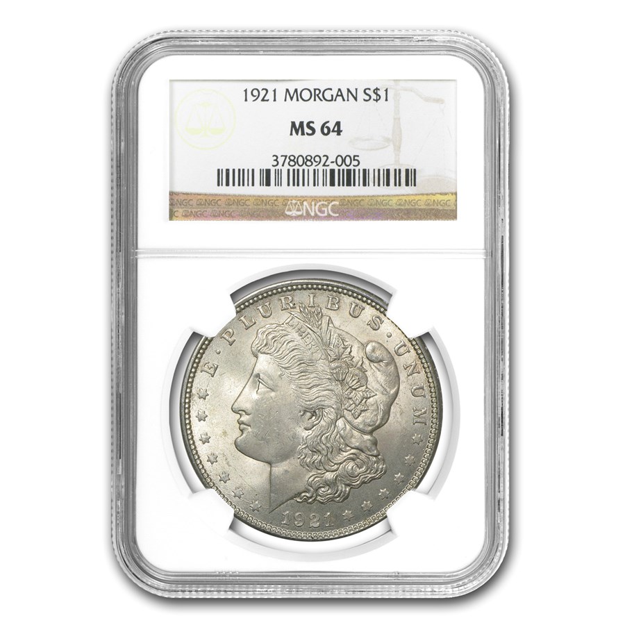 1921 Morgan Dollar MS-64 NGC